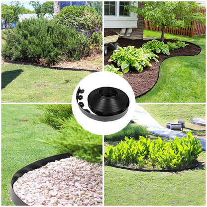 JERIA 2 Inch Tall 100 FT Garden Edging Kit with 120pcs Spikes, Plastic Edging for Landscaping