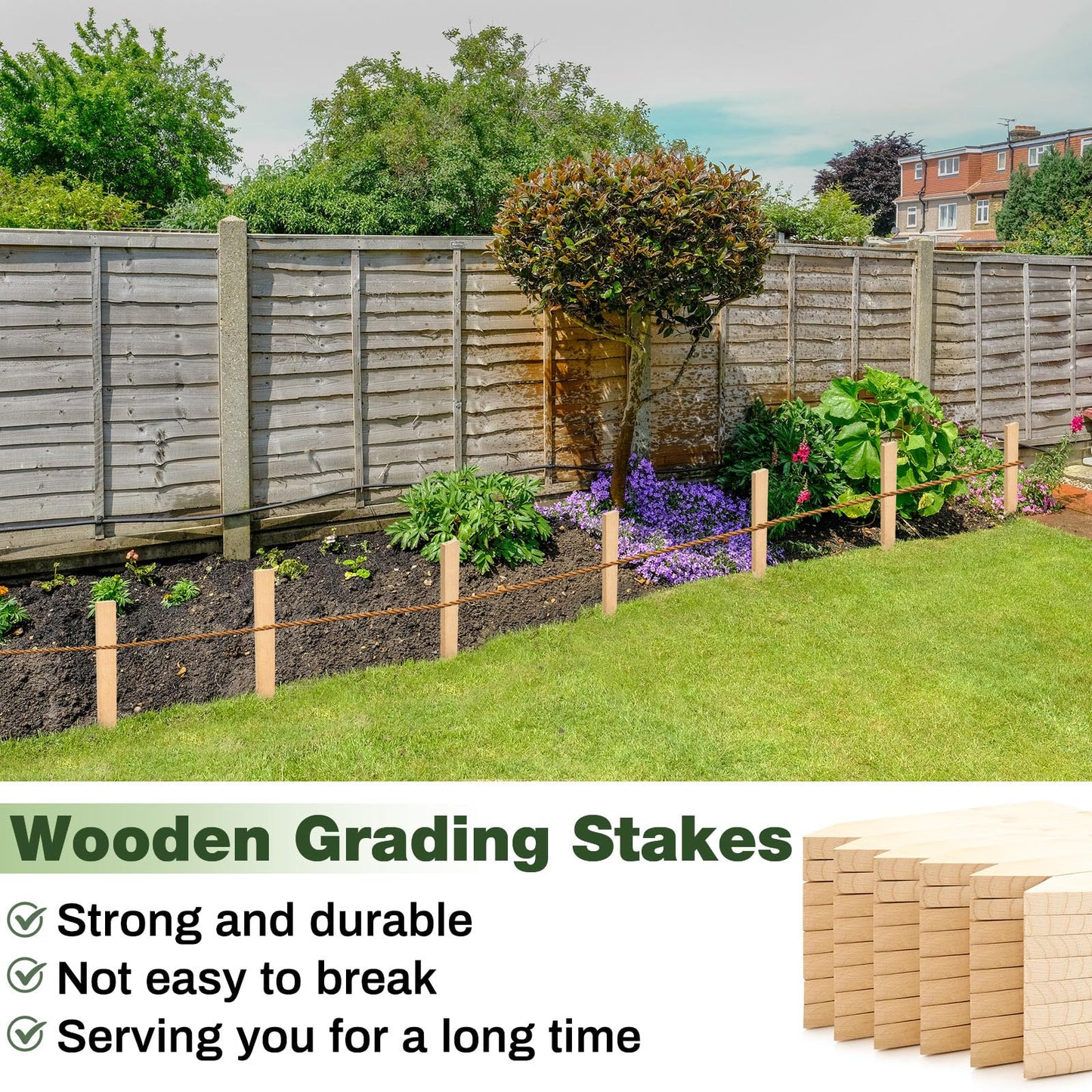 Colingmill 72 Pieces Wooden Garden Stakes Bulk 12 Inch Grade and Survey Stakes Wooden Garden and Sign Posts for Plant Support Silt Yard Fence Farm Survey Boundaries Baselines