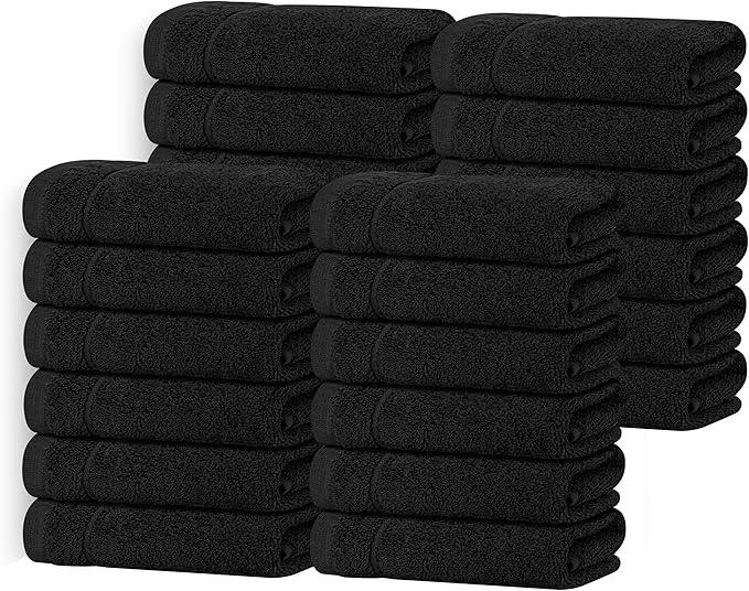 Tens Towels Pack of 24 Washcloths, 12 x 12 Inches, Lighter Weight, Quick to Dry