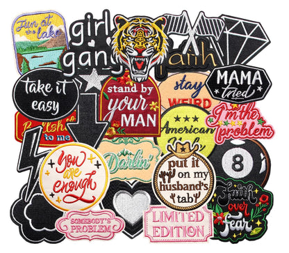 HEYTRCO 25PCS Western Meme Iron on Patches, Funny Cute Country Cowboy Cowgirl Embroidered Badges for Clothes, Applique for Shirts, Trucker Hats, Jeans, Jackets, Bags, Dress