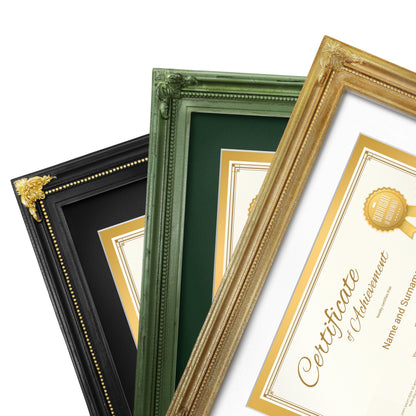 SIMON'S SHOP Diploma Frames 11x14 Matted to 8.5x11 Picture, Gold Picture Frames 11 x 14 with Mat for 8.5 by 11 Certificates Documents