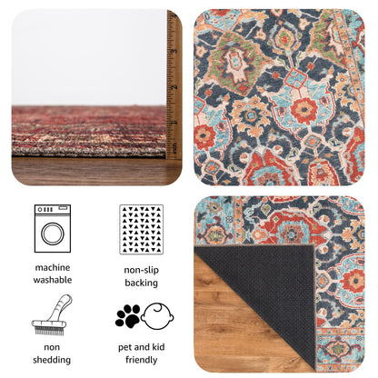 Keen Home Design 30"x120" Rug - Machine Washable Runner Rug with Non-Slip Backing, Ideal for Hallway, Entryway, Kitchen, Laundry Room - Vintage, Easy Clean, Durable, Low Pile - (2'6" x 10')