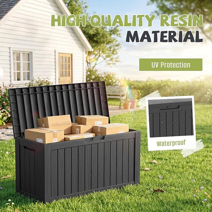 90 Gallon Outdoor Package Delivery Box with Lockable, Waterproof & Weatherproof Secure Parcel Drop Box for Porch, Resin Outside Storage Boxes Black