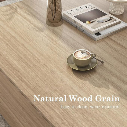 47” Square Coffee Table with Storage, 47" D x 47" W x 17" H Modern Large Square Center Table with 2 Drawers,Wood Coffee Table for Living Room,Bedroom（Light Brown）