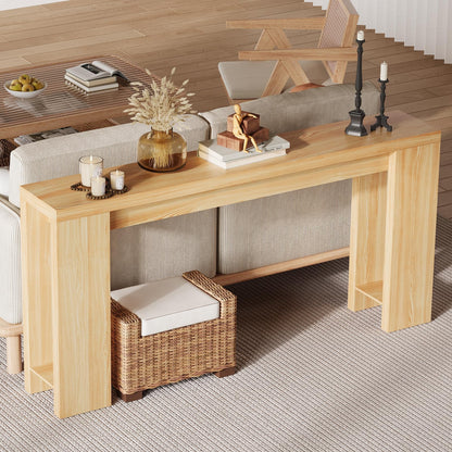 Garvee 70.9 Inch Console Tables for Living Room, Farmhouse Long Narrow Entryway Table for Entrance, Hallway, Foyer - Rustic Wooden Rectangular Simple Home Furniture - Easy Assembly - Oak