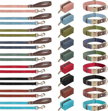 Didog Soft PU Leather Dog Collars for Small Dogs,Classic Adjustable Dog Collars with Quick Release Metal Buckle,Easy Clean and Comfortable with Nylon Lining,Denim Blue,S Neck 11-15"