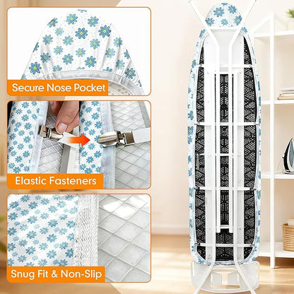 Ironing Board Cover and Pad, 21x54 Extra Large Thick Iron Padding, Scorch &