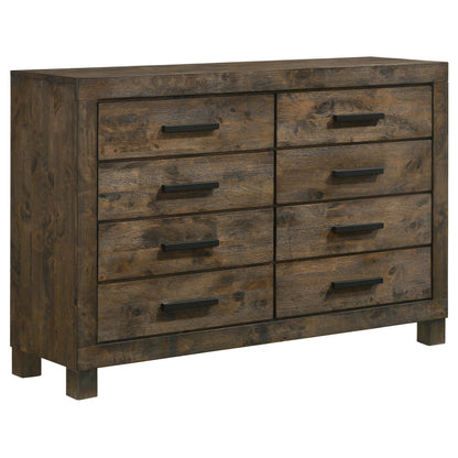 Coaster Home Furnishings Woodmont Farmhouse 58-inch 8-Drawer Bedroom Dresser Clothing Storage Cabinet Wide Chest of Drawers Organizer Unit Rustic Golden Brown 222633