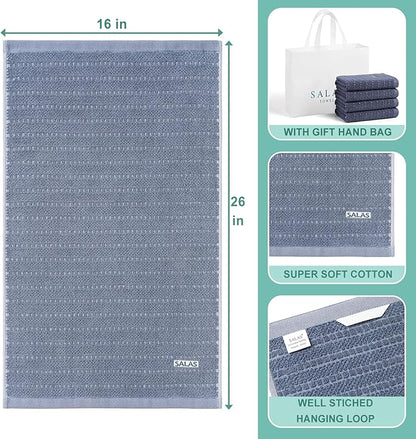 SALAS Kitchen Dish Towels, Bulk Cotton Kitchen Hand Towels, 390 GMS Plaid Dish