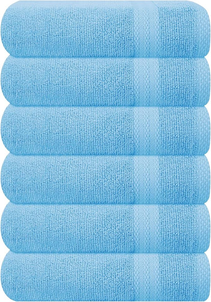 GLAMBURG Ultra Soft 6-Piece Hand Towel Set 16x28-100% Ringspun Cotton