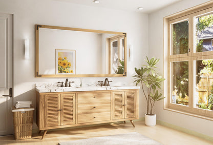 TETOTE 72 x 36 Natural Wood Mirror for Bathroom Wall/Bedroom/Living Room/Entryway Farmhouse Rustic Bathroom Vanity Mirror for Over Sink Waterproof (Horizontal/Vertical Mounted)