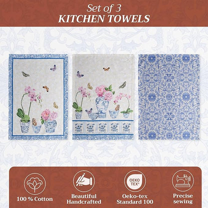 Maison d' Hermine Kitchen Towels Set of 3 100% Cotton 27.50" x 20" Reusable