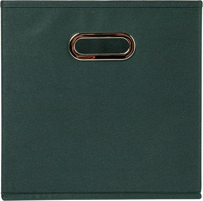 Household Essentials Foldable Fabric Storage Cubes 36-Pack – 11x11x11 Stackable Non-Woven Bins with Chipboard Sides & Grommet Handles – Closet, Shelf, Nursery, or Office Organizer – Dark Green