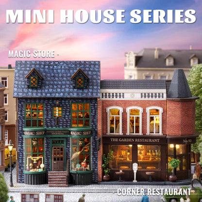 Kisoy DIY Miniature House Kit, Tiny House Building Kit with Furniture and LED Light for Adults and Teens, DIY Mini House Craft Kit, Decorations/Gifts for Family and Friends(Magic Shop)