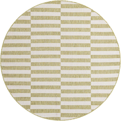 Unique Loom Outdoor Striped Collection Area Rug - Striped (6' 1" Round Green/Ivory)