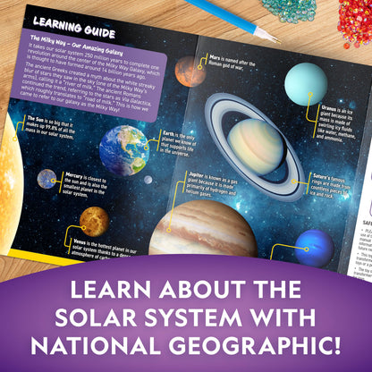 NATIONAL GEOGRAPHIC Diamond Painting Solar System Night Light - Make Your Own Night Light with 1000+ Gems to Decorate, Arts and Crafts Kits for Kids ages 8 9 10 11 12, DIY Space Gift, Planets for Kids
