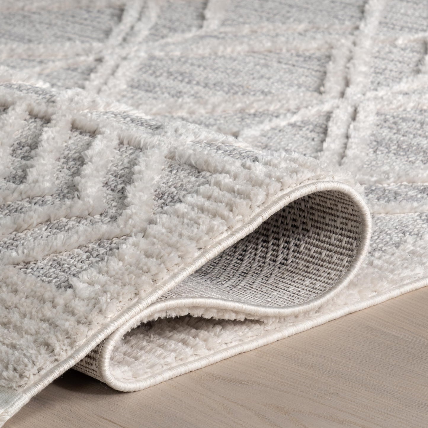 nuLOOM 2x6 Ansley Moroccan Tassel Area Rug, Light Grey, High-Low Textured Bohemian Design, Plush High Pile, Stain Resistant, For Bedroom, Living Room, Hallway, Entryway