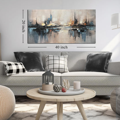 TYTAUPT Abstract Canvas Wall Art for Bedrooom Blue and Gray Wall Decor for Living Room City Wall Art for Office 20 x 40 Inches