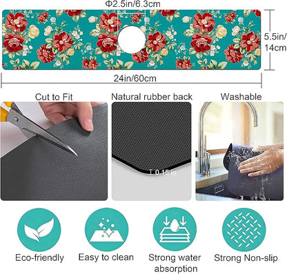 Kitchen Sink Splash Guard Faucet Mat Super Absorbent Fast Drying Mat Sink