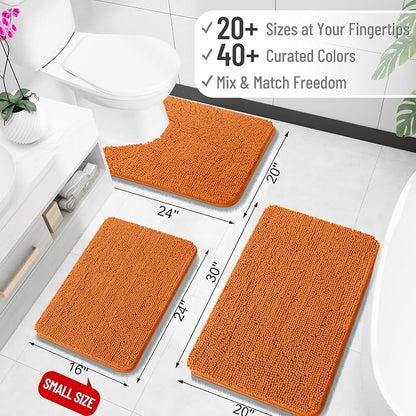 OLANLY Bathroom Runner Rugs 47x17, Extra Soft Absorbent Chenille Bath Rugs, Rubber Backing Quick Dry, Machine Washable Long Bath Mats for Bathroom Floor, Tub and Shower, Home Decor Accessories, Clay