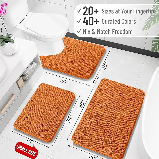 OLANLY Large Bathroom Rugs 47x32, Extra Soft Absorbent Chenille Bath Rugs, Rubber Backing Quick Dry, Machine Washable Bath Mats for Bathroom Floor, Tub and Shower, Home Decor Accessories, Clay