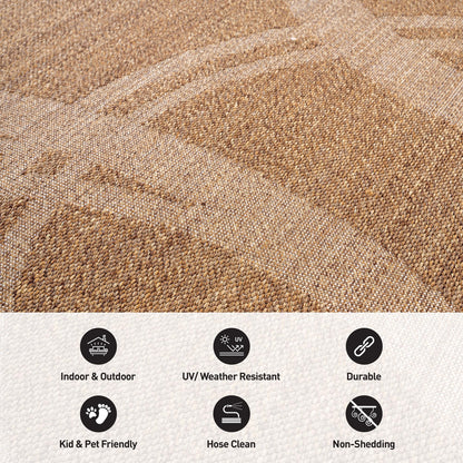 Rugshop Abstract Indoor Outdoor Flat Woven Area Rug,Natural Jute-Style,Easy-Care Patio Rug for Entryway Backyard Porch Deck Balcony, 2' x 3' Sand/Natural