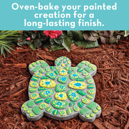 MindWare Turtle Stepping Stone Kit: Paint Your Own Stepping Stones for Kids Craft Kit Includes Paint, Brushes and Instructions