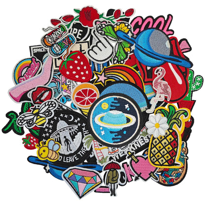 RF-patch 40Pcs Iron on Patches Variety Pack, Large Embroidered Applique Iron on Patch for Clothes, Hats, Jeans, Backpacks, Etc, Machine Washable