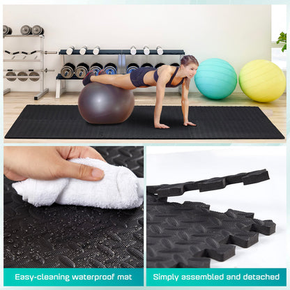 Yes4All Interlocking Foam Mats for Gym Exercise Equipment – (30cx30cm Each Tile - Pack of 12 Tiles for 1 Square Meter) Eva Interlocking Floor Tiles