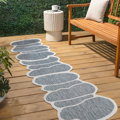 JONATHAN Y Rustic Abstract Indoor Outdoor Runner Rug 2X8 Blue/Cream, Jasper Modern for Backyard, Patio, Porch, Easy-Cleaning, High Traffic, Pet-Friendly, Non-Shedding (SHP101C-28)