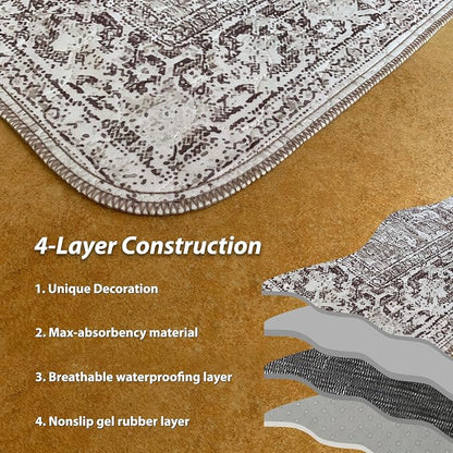 nunubaby 4PACK Washable Pee Pads for Dogs, Stylish, Non-Slip and Leak-Proof Pee Pads. Reusable Potty Pads for Dogs for Crates and Floors.(Brown/Geo,24" x36" )