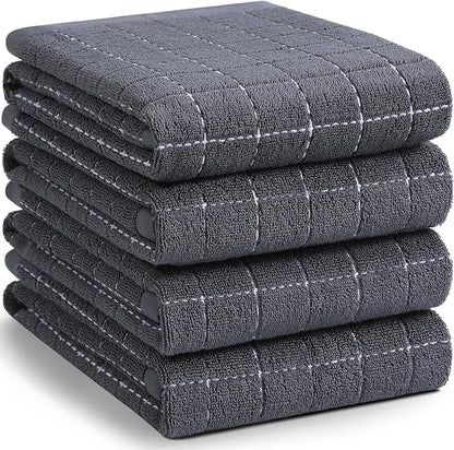 Homaxy 100% Cotton Terry Kitchen Towels, Checkered Designed, Soft and Super
