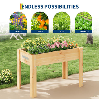 48x24x30IN Wooden Raised Garden Bed with Legs, Elevated Reinforced Large Planter Box for Vegetable Flower Herb Outdoor, Standing Growing Bed for Gardening/Backyard/Patio/Balcony, Liner Included