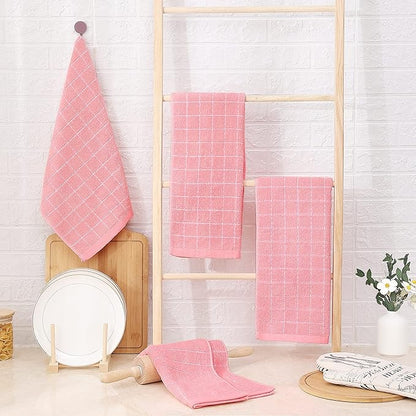 Homaxy 100% Cotton Terry Kitchen Towels, Checkered Designed, Soft and Super