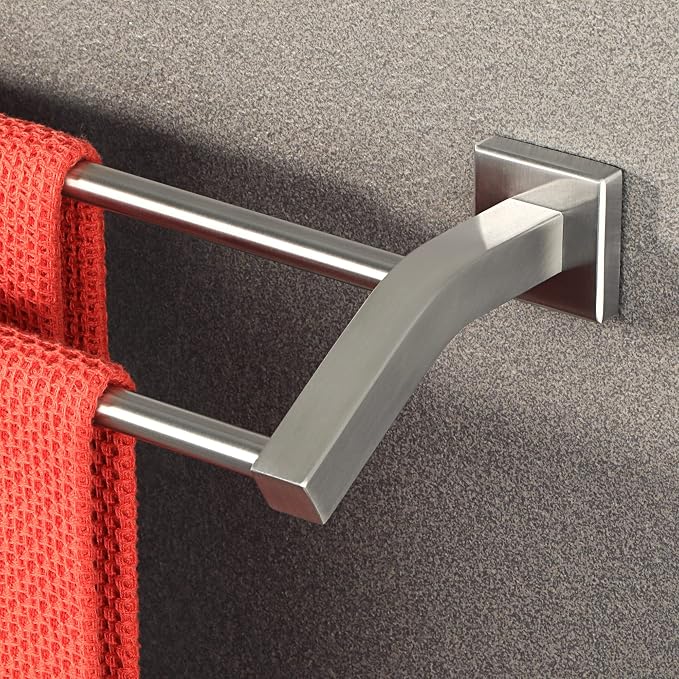 Alise Bath Double Towel Bars 16 Inch Towel Racks for Bathroom,Useable Length 14.9 Inch Wall Mount Towel Holder Heavy Duty SUS304 Stainless Steel Towel Hanger Towel Rail,Brushed Nickel