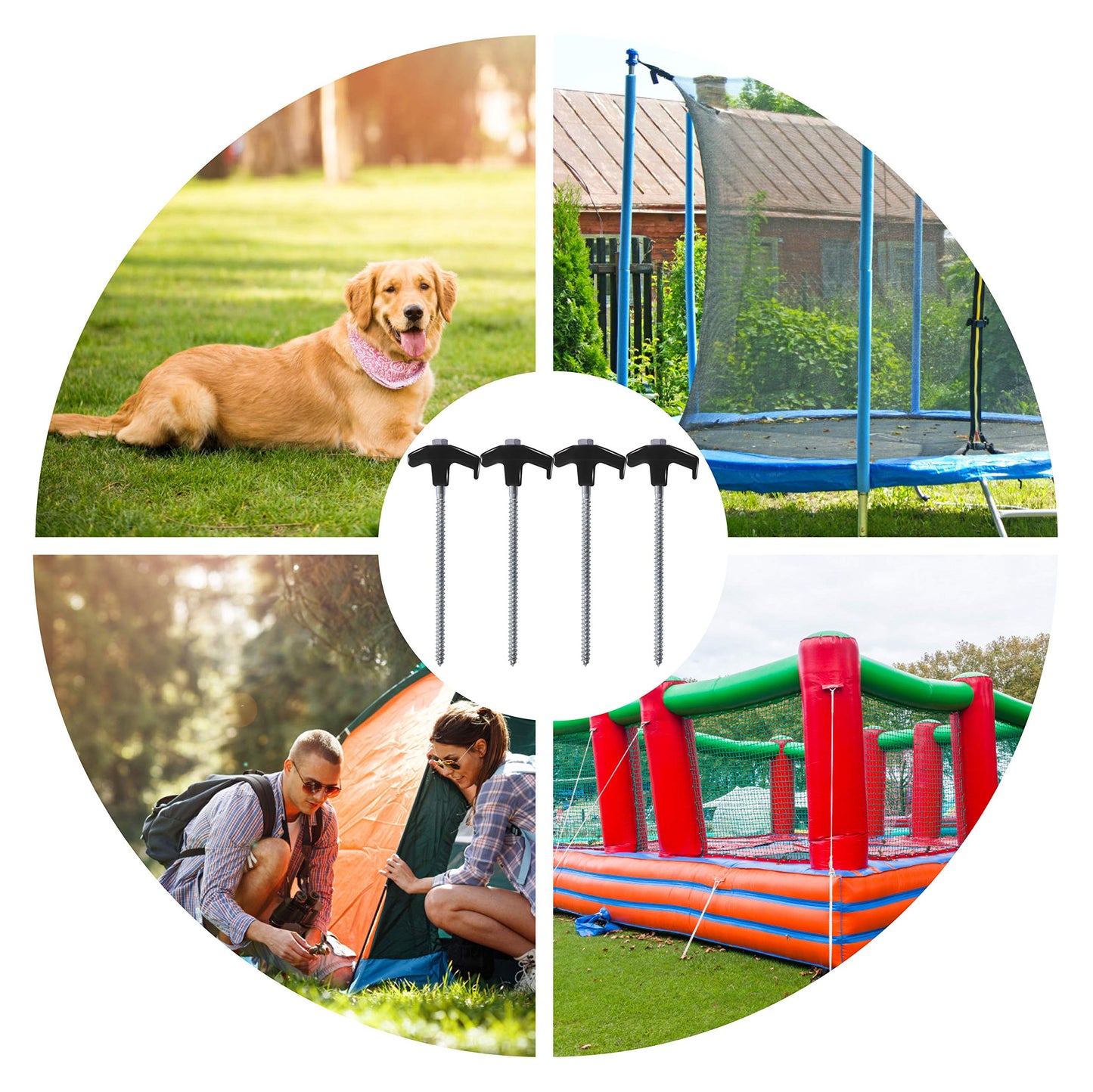 ABCCANOPY Drillable Garden Shed Stakes, Bonus Adapter, tie-Downs, Black