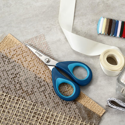LIVINGO Fabric Sewing Scissors Set All Purpose - Heavy Duty Tailor Shears with Small Embroidery Thread Snips Sewing Kit for Home Crafting Cutting, 9.5" & 5" & 4.5", Blue Comfortable Handles
