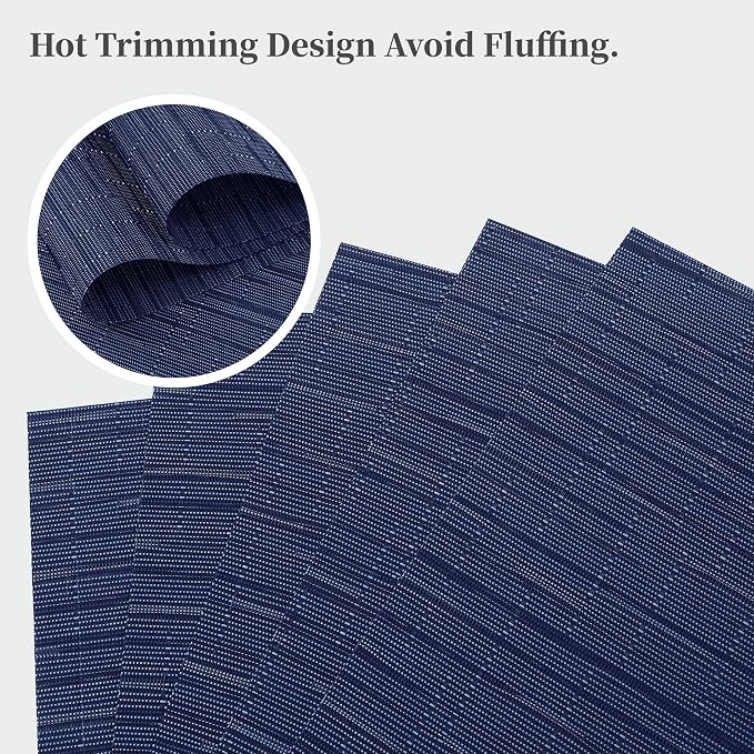 Leetaltree Blue Placemats Set of 12 - Heat Resistant Non-Slip Place mats for Dining Table, Washable Durable PVC Vinyl Woven Table Mats（Blue, 12）