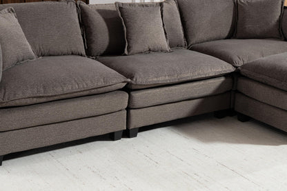 Eafurn Oversized Reversible Modular Sectional Sofa with Movable Ottoman, Convertible L Shaped Corner Couch Modern Chenille Sofa Set w/Double Layers Seat Cushions for Living Room Apartment