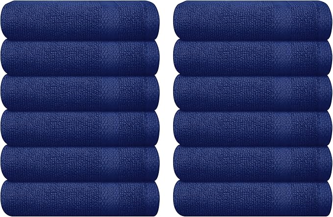 GLAMBURG Ultra Soft 12-Piece Washcloths Set 13x13-100% Ringspun Cotton