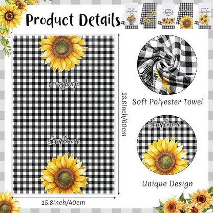 R HORSE 5Pcs Sunflower Kitchen Towels Decorative Set, Summer Flower Dishcloth
