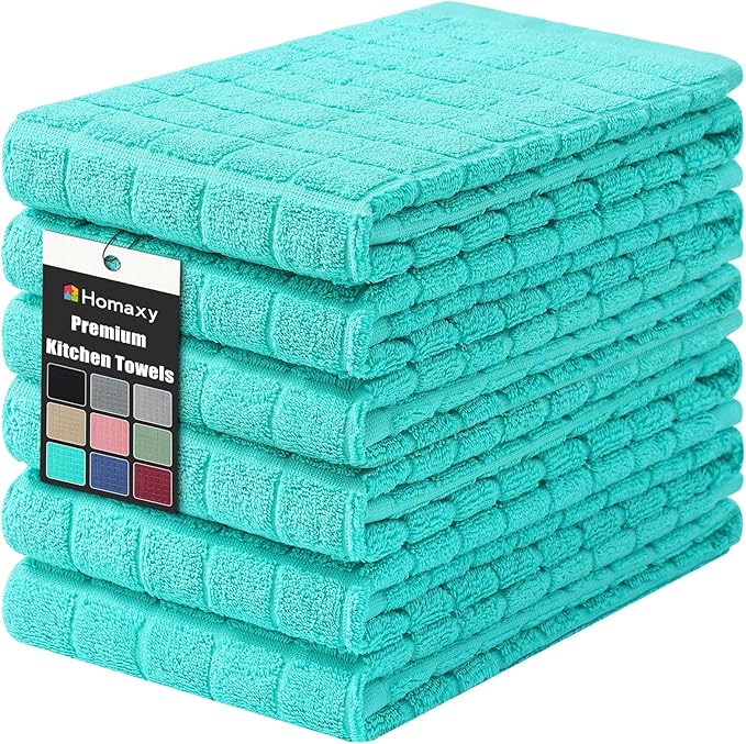 Homaxy Premium Cotton Kitchen Towels 16"x 28", Large Natural Ring Spun 390 GSM