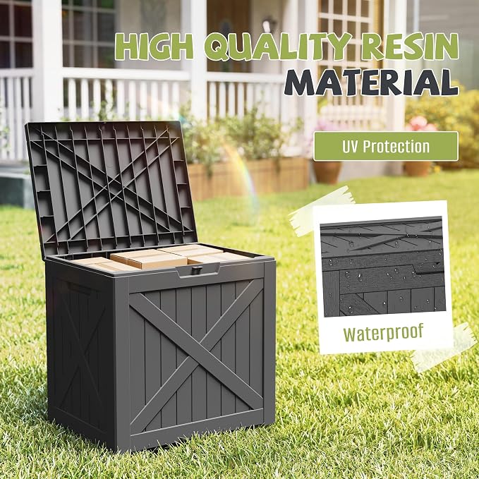 40 Gallon Outdoor Package Delivery Box with Lockable, Waterproof & Weatherproof Secure Parcel Drop Box for Porch, Resin Outside Storage Boxes(Black)
