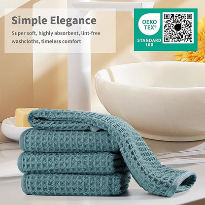 Microfiber Waffle Face Towels, 2 Pieces, Fast Drying, Lint Free 430 GSM