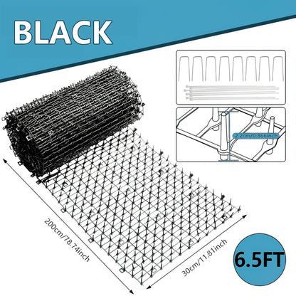 KOKMEYA Cat Repellent Mat, Black, 6.5 feet*2 with 16 Ground Stakes 16 Zip Tie, Cat Repellent Mat with Gentle Spikes for Garden/Backyard, Dog and Raccoon Deterrent Mat, 78.74 inches x 11 inches.