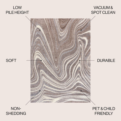 JONATHAN Y Eleni Abstract Marble Brown/Cream Indoor Area Rug 5x8, Contemporary,Glam,Casual,Transitional, Easy-Cleaning for Living Room,Bedroom,Kitchen,Pet Friendly,Non-Shedding (SEU301B-5)
