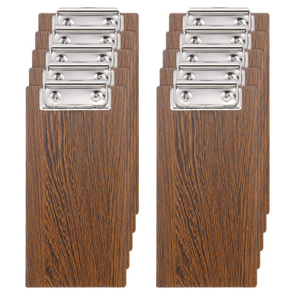 PATIKIL Check Presenters for Restaurants, 20Pcs Mini Clipboard Wood Check Holder Half Page Menu Holder for Restaurant Cafe Waitress Guest Check Server, Brown