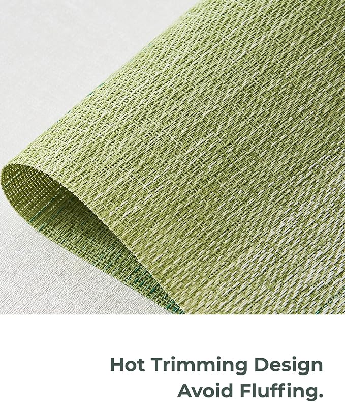 Leetaltree Gradient Green Woven Placemats Set of 12 - Heat Resistant Non-Slip Place mats for Dining Table, Washable Durable PVC Vinyl Woven Table Mats(Gradient Green, 12)