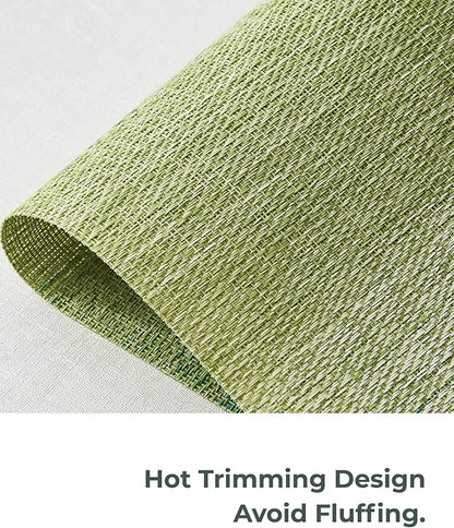 Leetaltree Gradient Green Woven Placemats Set of 12 - Heat Resistant Non-Slip Place mats for Dining Table, Washable Durable PVC Vinyl Woven Table Mats(Gradient Green, 12)