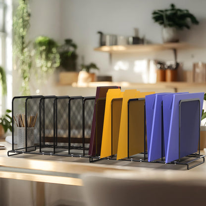 Simple Houseware 5 Section Upright File Sorter Organizer, Black - 2 Pack